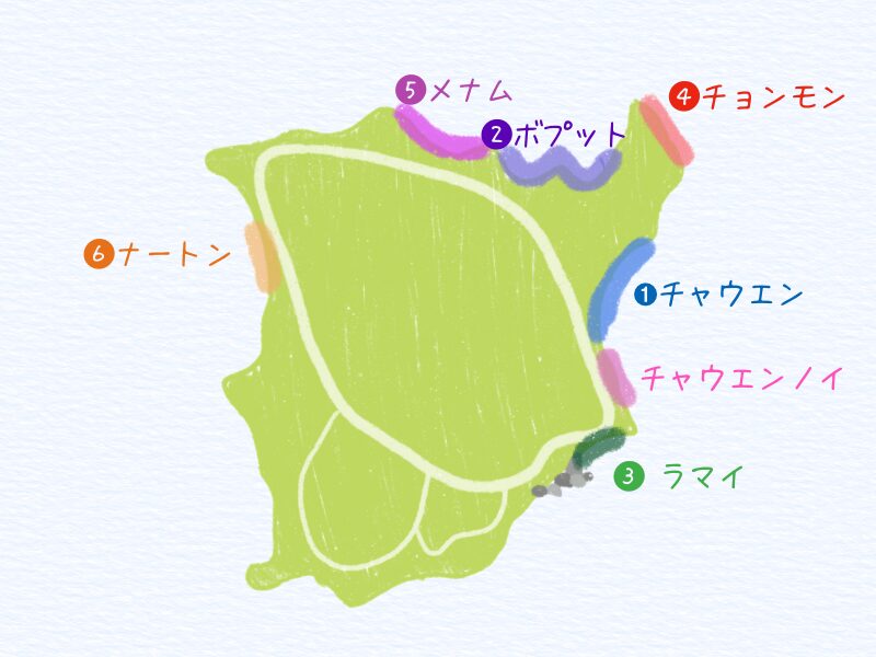 サムイ島　エリアマップ　イラスト